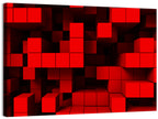 Crimson Cubes Geometric Pattern Wall Art