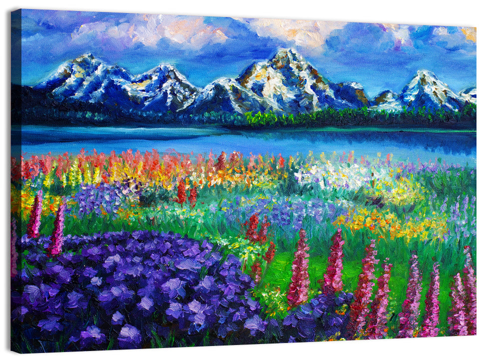 Alpine Lupine Meadow Landscape Wall Art, canvas print, landscape