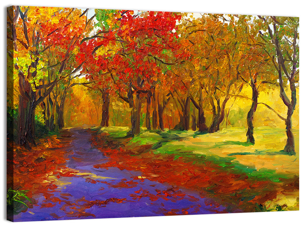 Autumn Maple Forest Path Wall Art