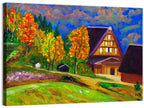 Thatched Cottage Autumn Illustration Wall Art