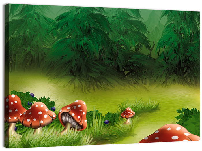 Fly Agarics Illustration Wall Art as a canvas print