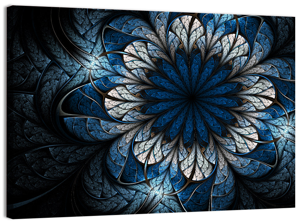 Blue Fractal Flower Wall Art, canvas print, landscape