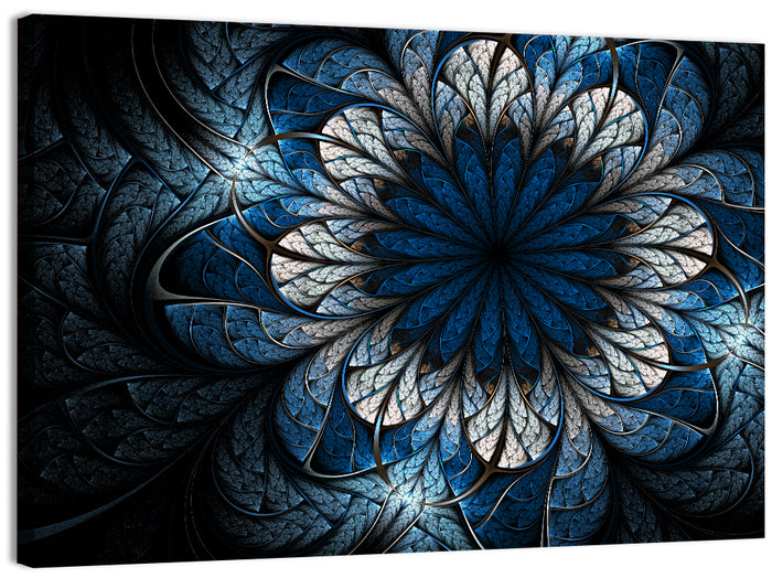 Blue Fractal Flower Wall Art as a canvas print