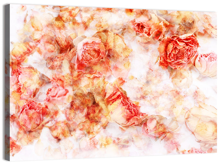 Scattered Dried Rose Petals Wall Art as a canvas print