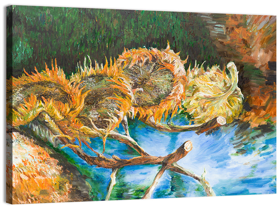 Four Sunflowers Over Water Wall Art