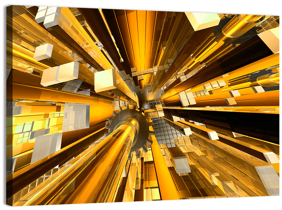Golden Highway Abstraction Wall Art