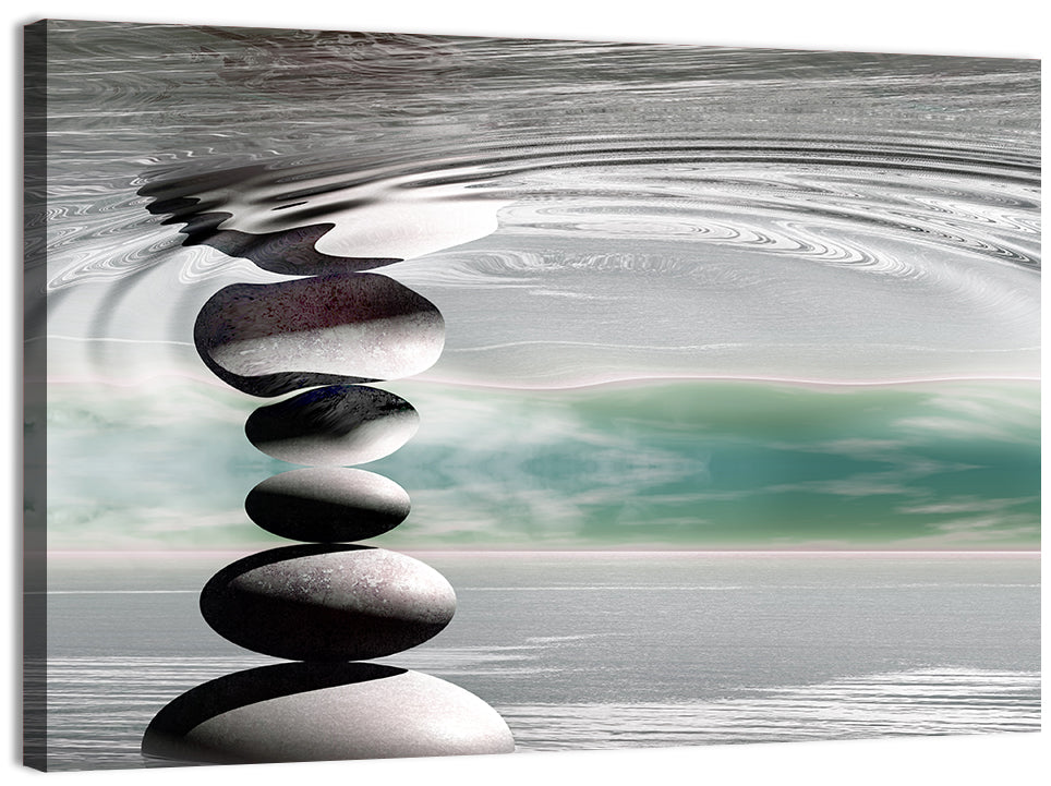 Zen Stones Reflection Wall Art, canvas print, landscape