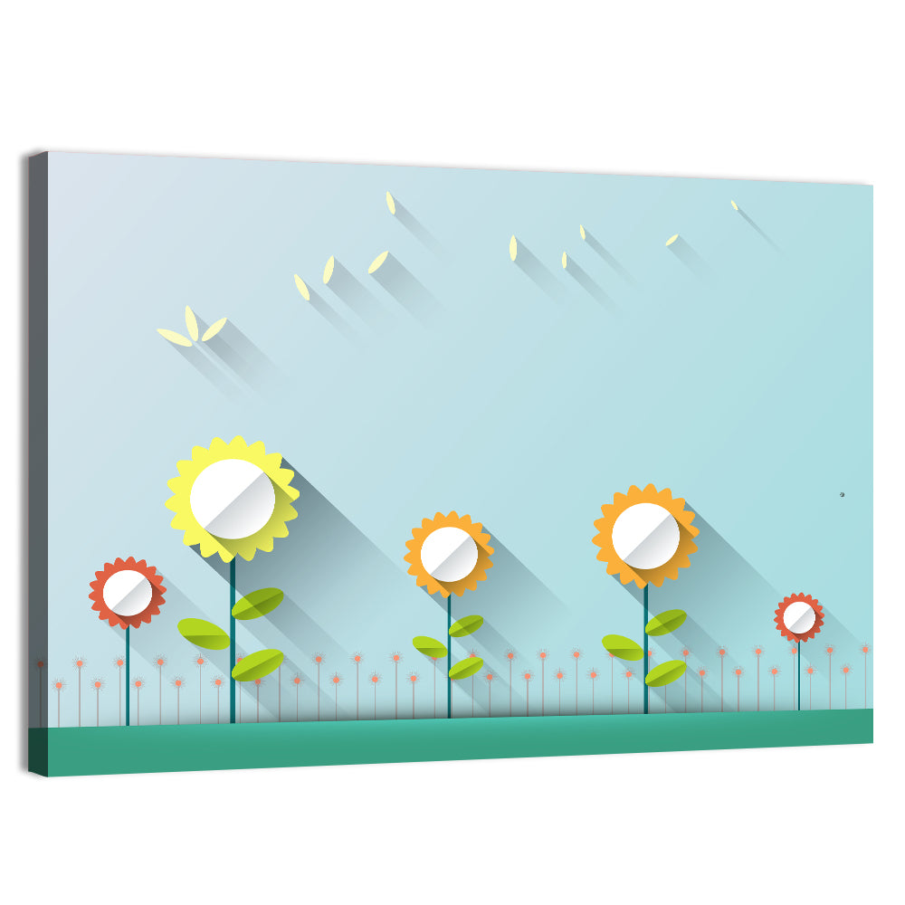 Layered Paper Flowers Illustration Wall Art