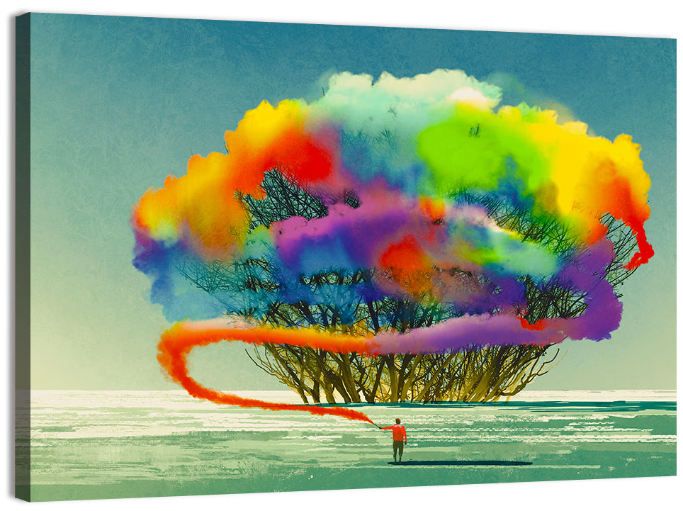 Tree with Smoke Flare Wall Art
