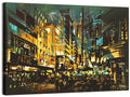 Nocturnal City Street with Golden Lights Wall Art