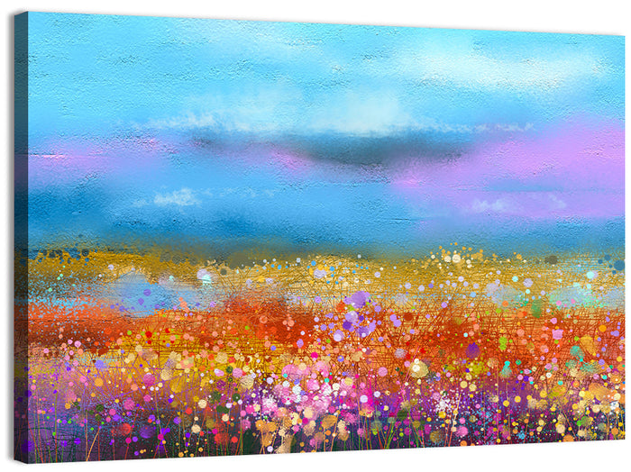 Blue Sky Meadow Wildflowers Wall Art as a canvas print