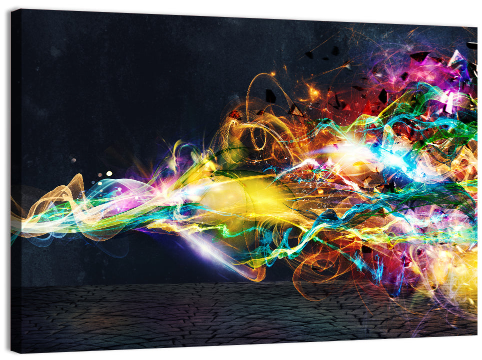 Glowing Energy Ribbons Abstract Wall Art