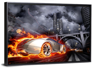 Fire Car Illustration Wall Art