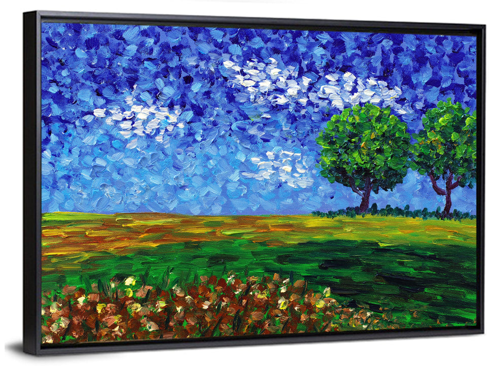 Patchwork Field with Two Trees Wall Art
