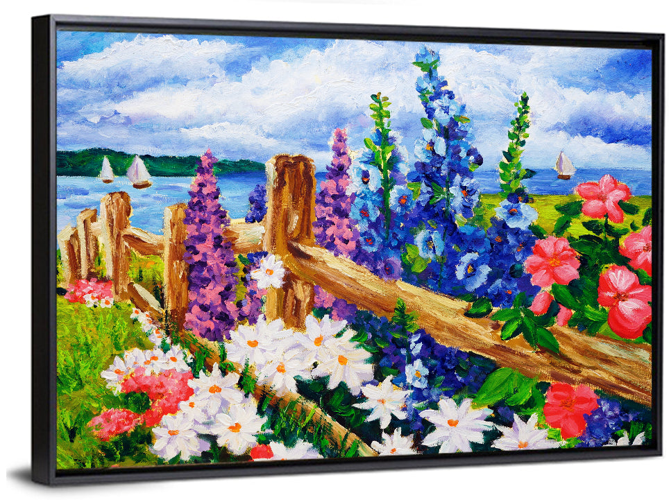 Seaside Floral Oil Painting Wall Art