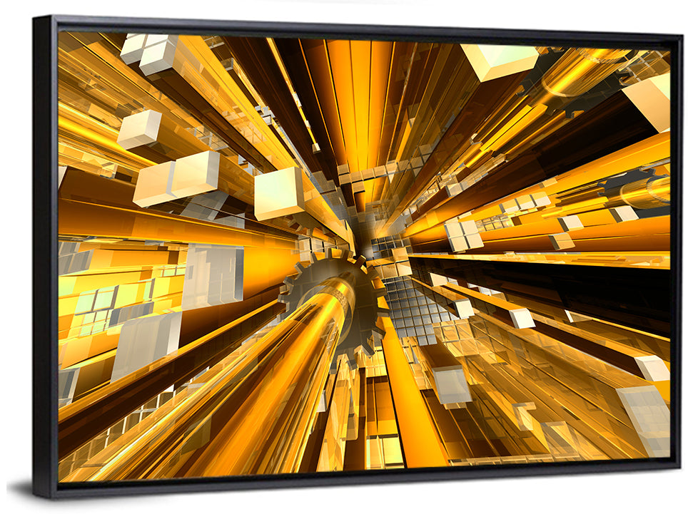 Golden Highway Abstraction Wall Art