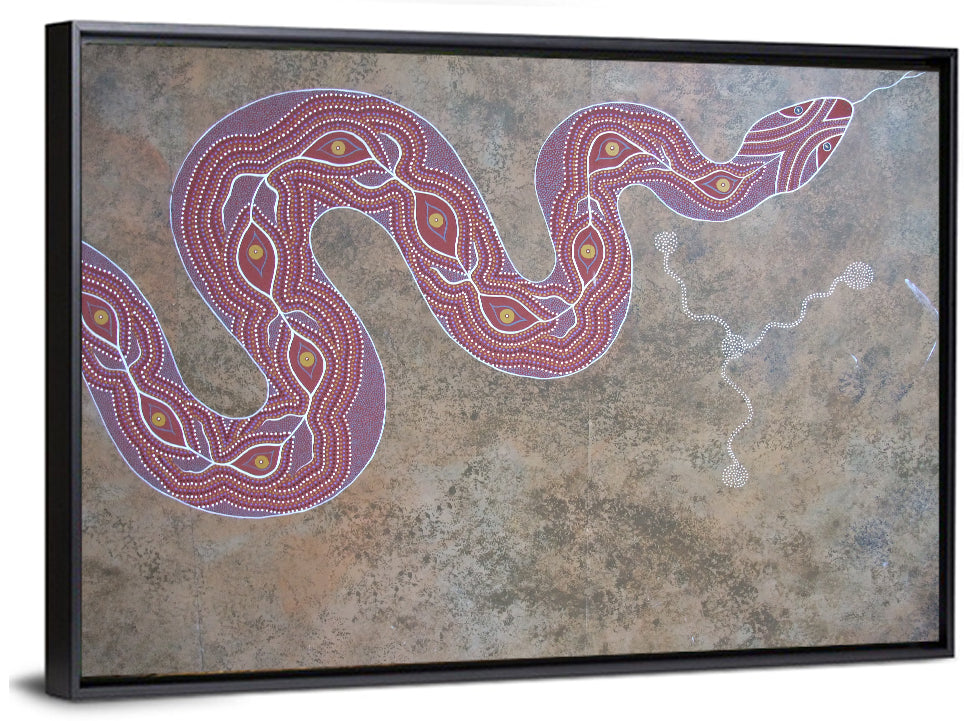 Indigenous Serpent Dot Painting Wall Art