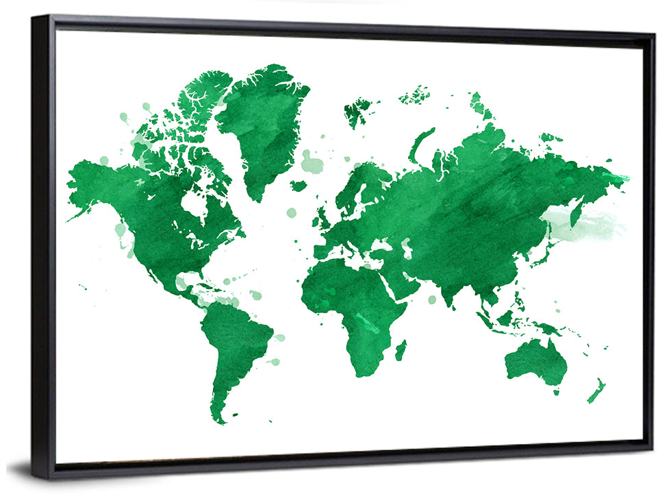 Green World Map Wall Art