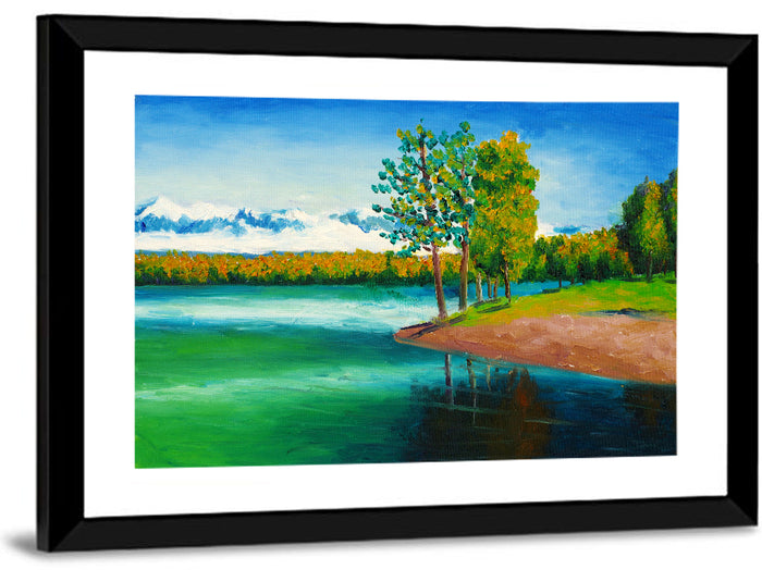 Autumn Lake Reflection Wall Art as a framed print