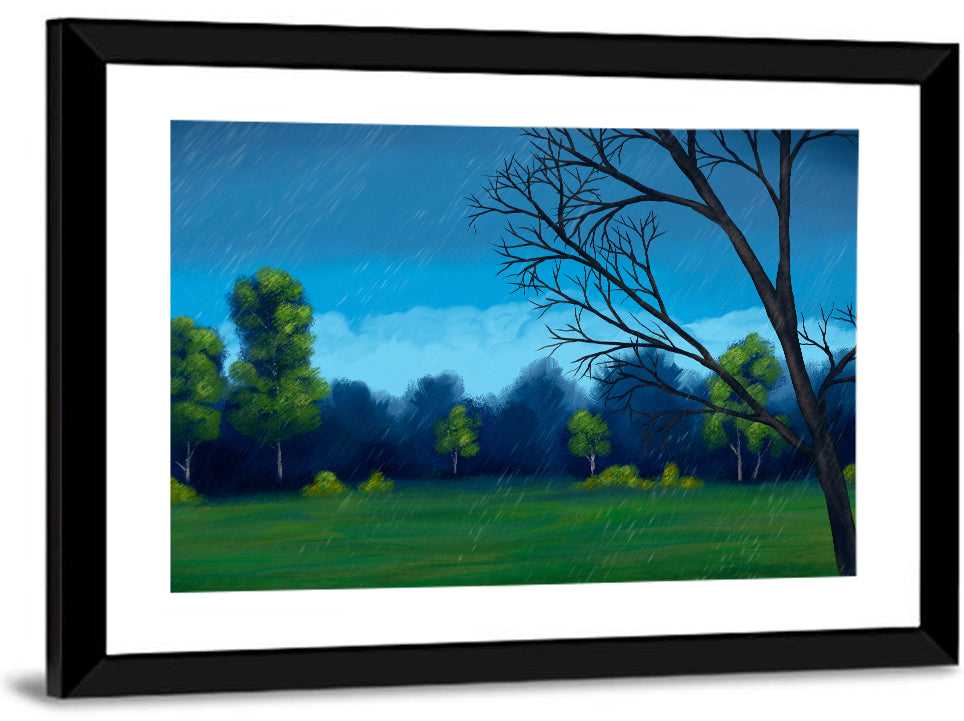 Rainy Park Meadow Wall Art