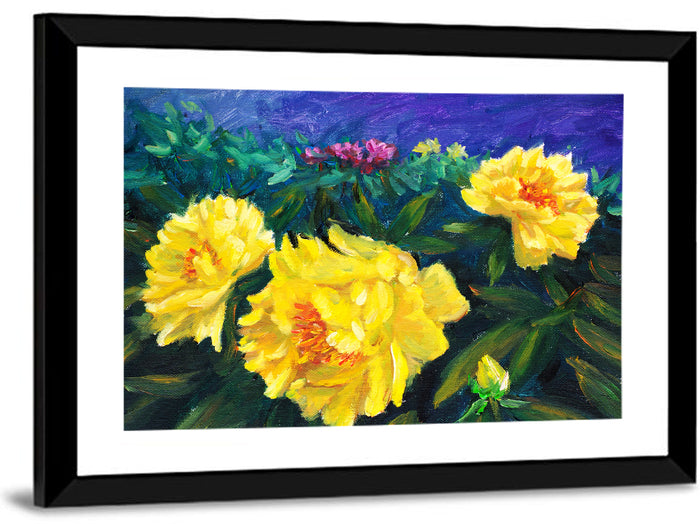 Yellow Peony Close-up Wall Art as a framed print