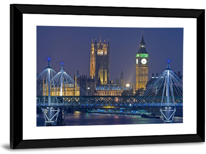 Big Ben Night Skyline Wall Art as a framed print