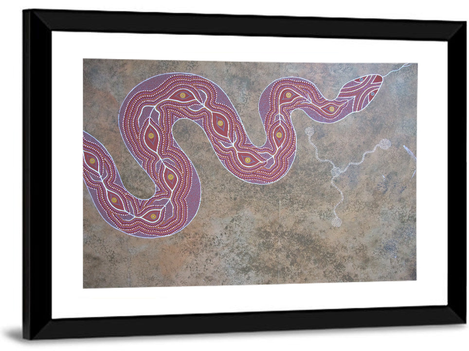 Indigenous Serpent Dot Painting Wall Art
