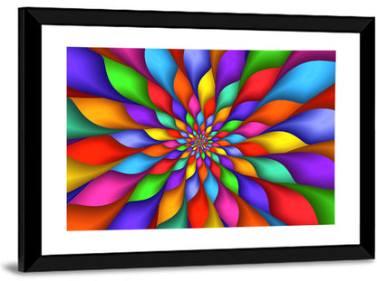 Rainbow Petals Spiral Abstract Wall Art