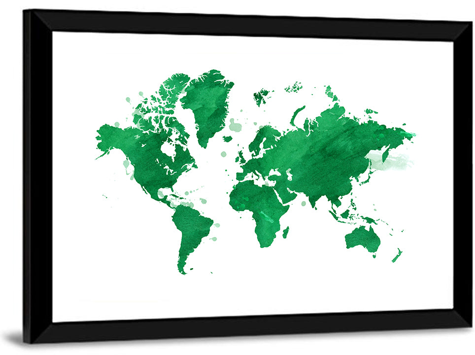 Green World Map Wall Art