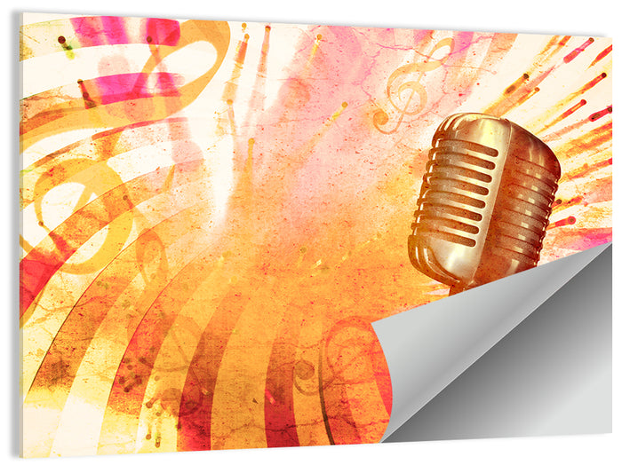 Vintage Microphone Orange Burst Wall Art as a poster print