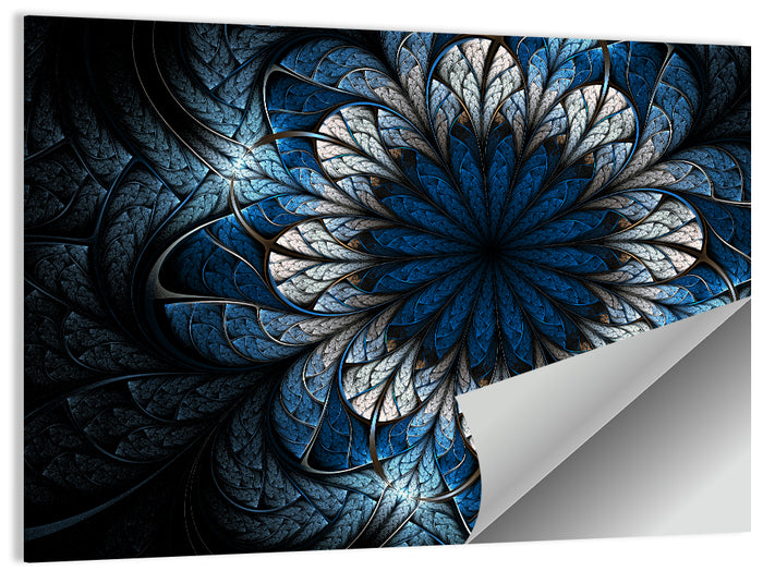 Blue Fractal Flower Wall Art as a poster print