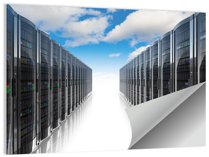 Data Center Corridor Cloudscape Wall Art as a poster print