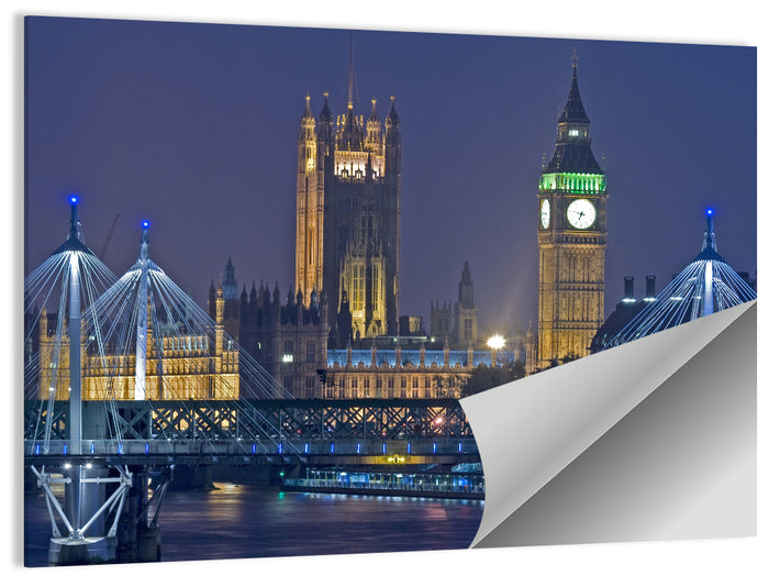 Big Ben Night Skyline Wall Art as a poster print