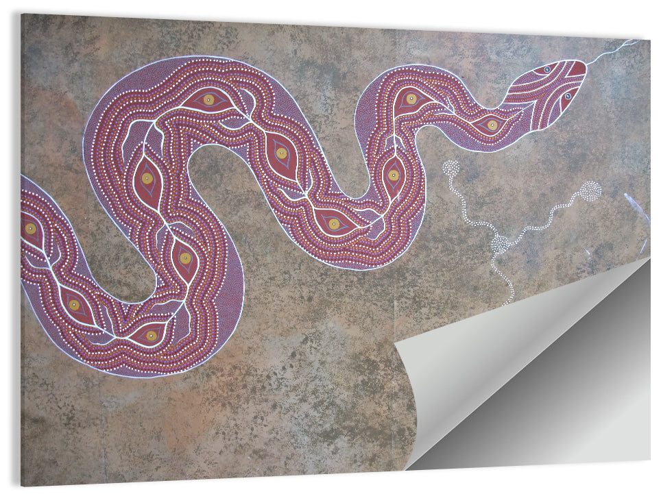 Indigenous Serpent Dot Painting Wall Art