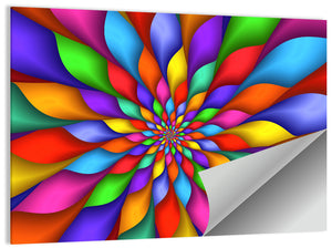 Rainbow Petals Spiral Abstract Wall Art