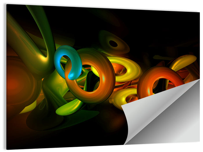 Colorful 3d Geometric Rings Wall Art as a poster print