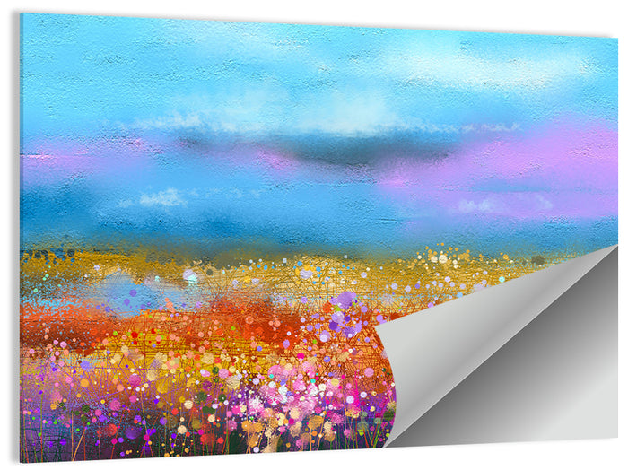 Blue Sky Meadow Wildflowers Wall Art as a poster print