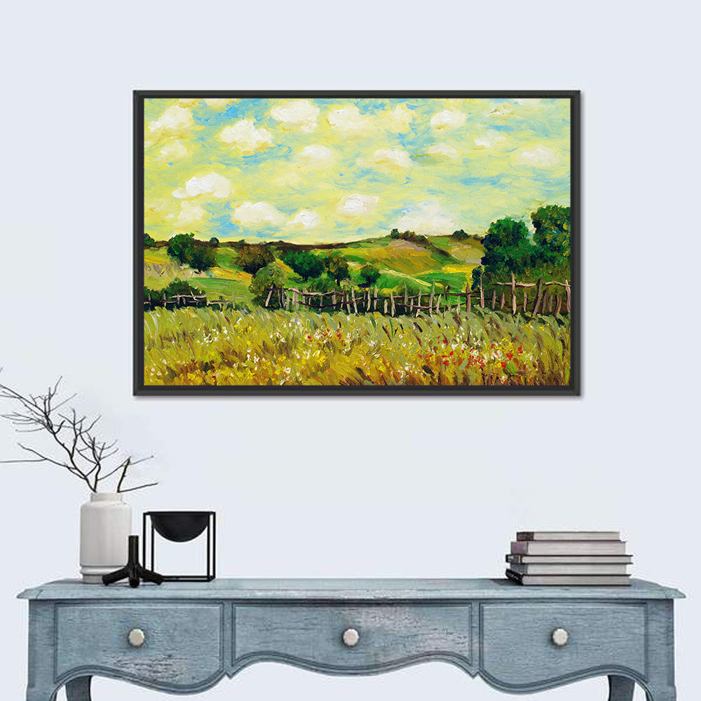 Rustic Farm Village Illustration Wall Art