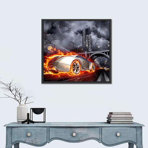 Fire Car Illustration Wall Art