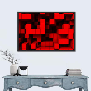 Red Cubes Abstract Wall Art