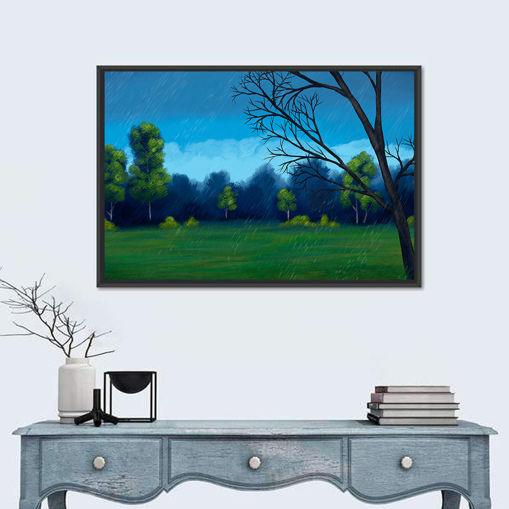 Rainy Park Meadow Wall Art