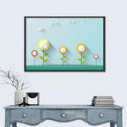 Layered Paper Flowers Illustration Wall Art