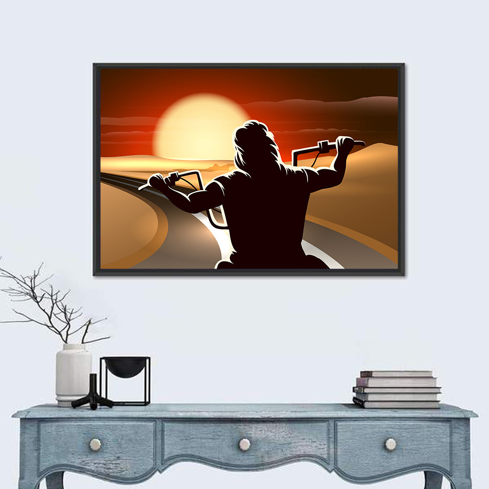 Night Rider In Desert Twilight Wall Art