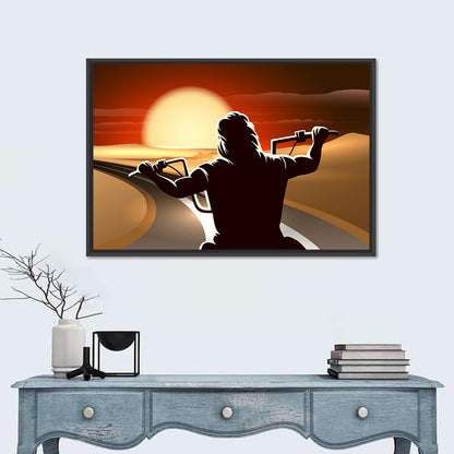 Night Rider In Desert Twilight Wall Art