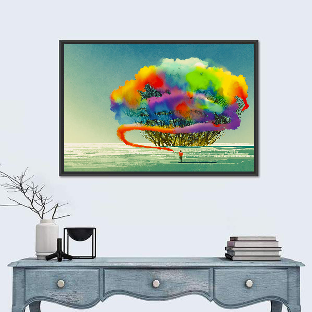 Tree with Smoke Flare Wall Art