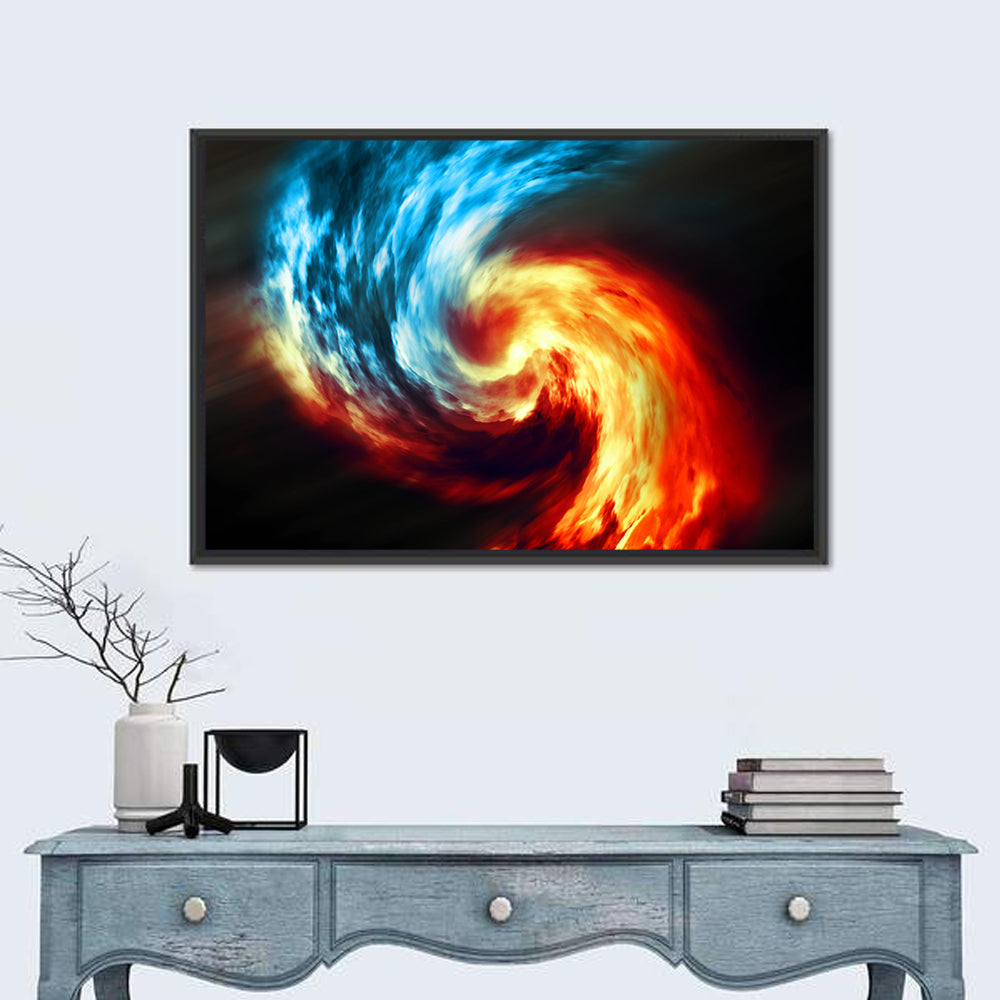 Smoky Spiral Vortex Wall Art in a room, landscape