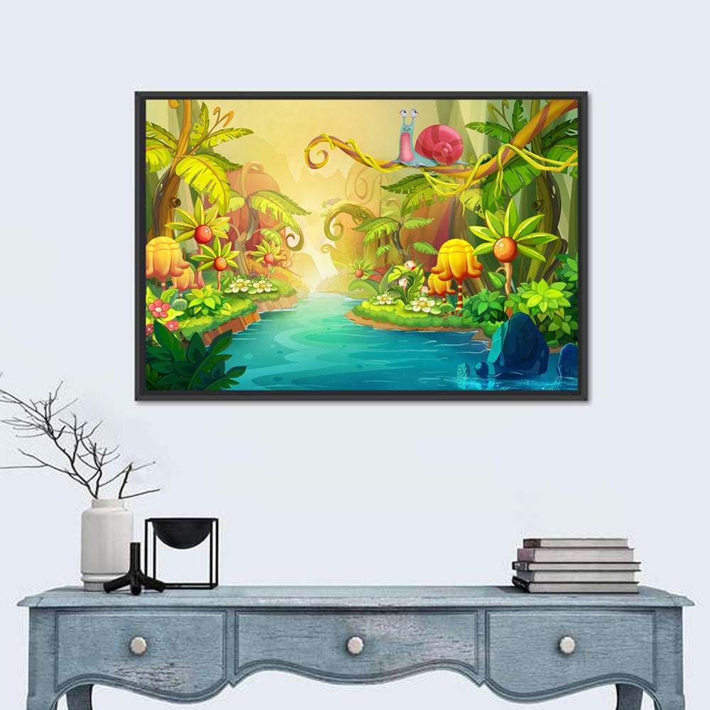 Fairy River with Snail Wall Art in a room, landscape