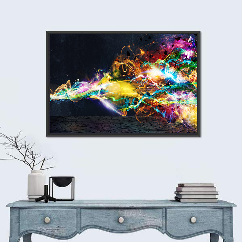Glowing Energy Ribbons Abstract Wall Art