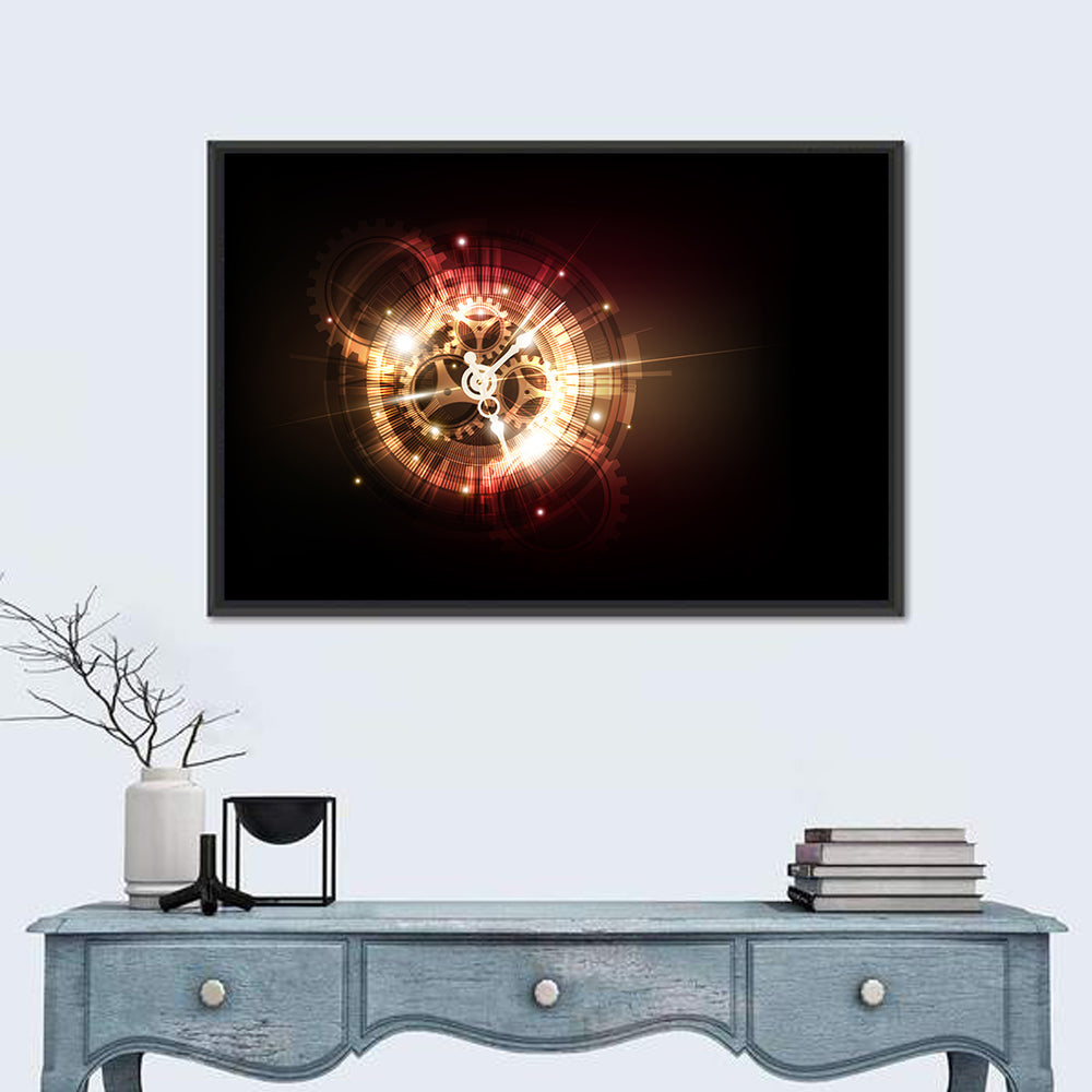 Steampunk Time Machine Concept Wall Art in a room, landscape