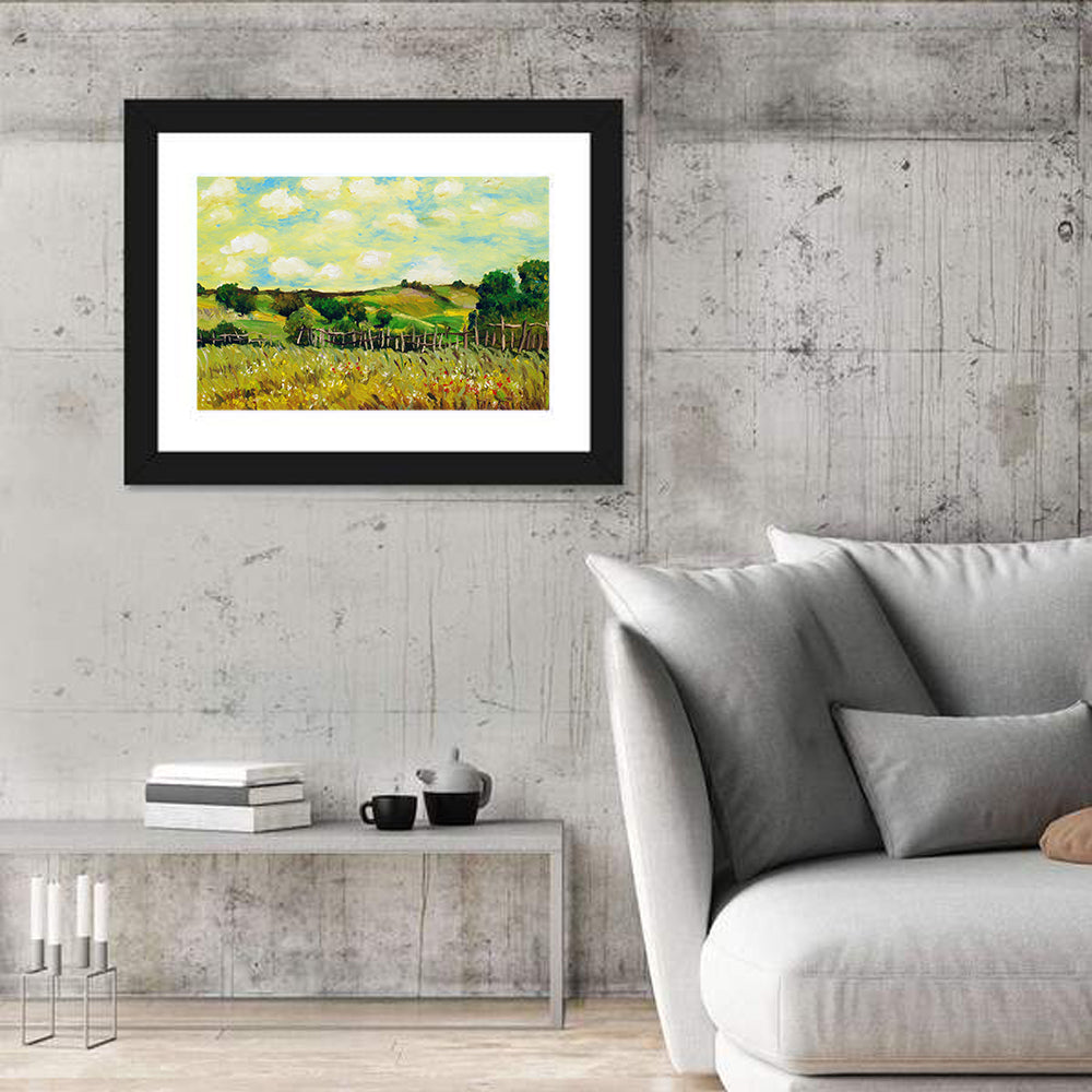 Rustic Farm Village Illustration Wall Art